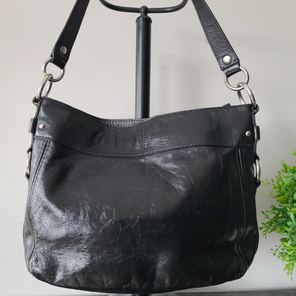 Coach Zoe Black Leather Hobo Shoulder Bag #F15478 - Picture 6 of 14